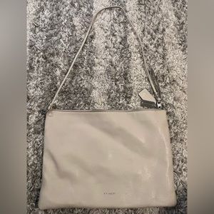 Ivory leather flat coach bag